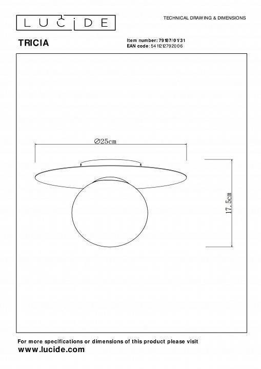 Накладной светильник Lucide Tricia 79187/01/31