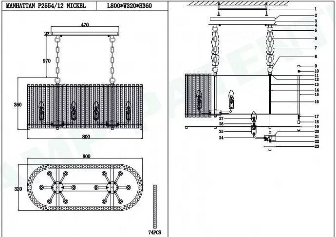Подвесной светильник iLamp Manhattan P2554-12 NIC