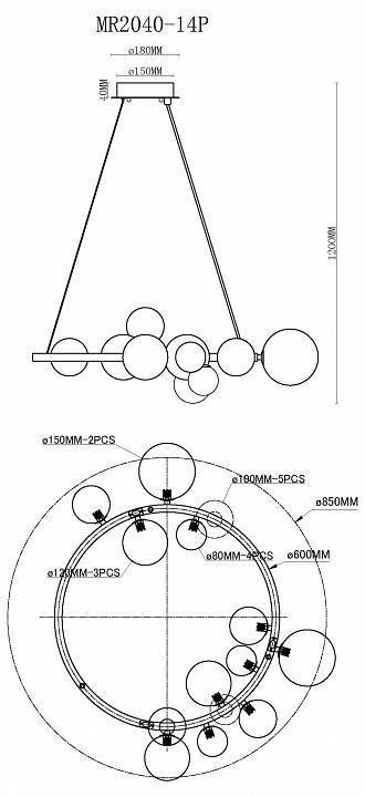 Подвесная люстра MyFar George MR2040-14P