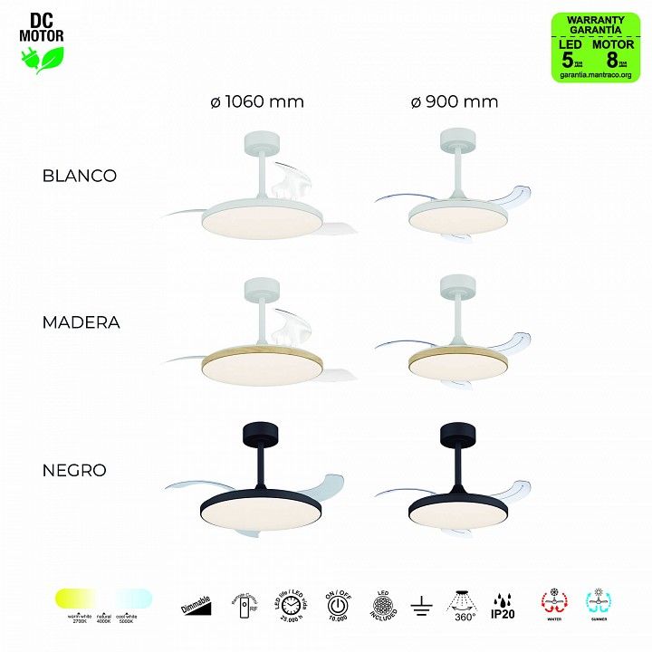 Светильник с вентилятором Mantra SLIM FAN 9007