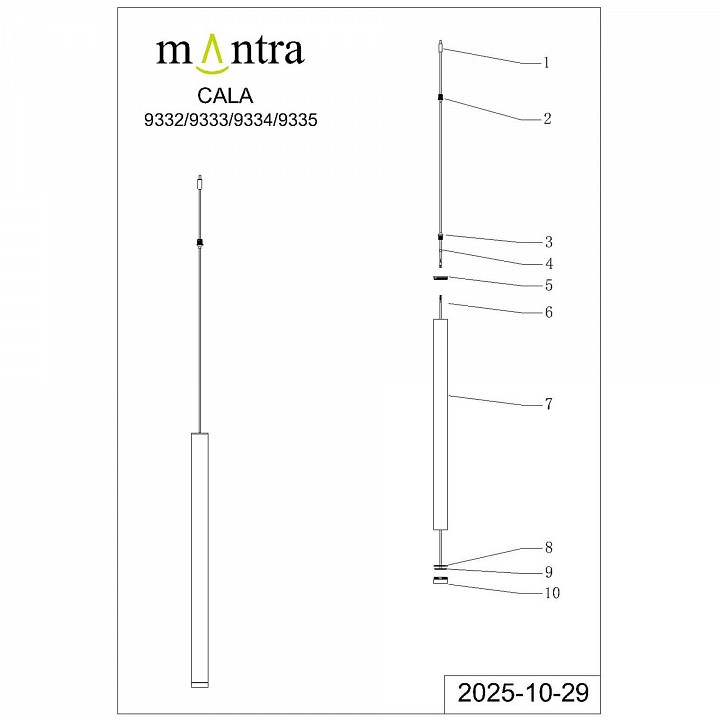 Подвесной светильник Mantra Cala 9335
