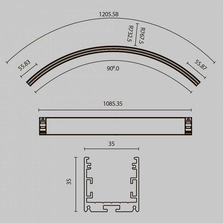 Профиль накладной Maytoni Led strip 90° 1.5 м ALM-3535R-B-D-90°-1.5M