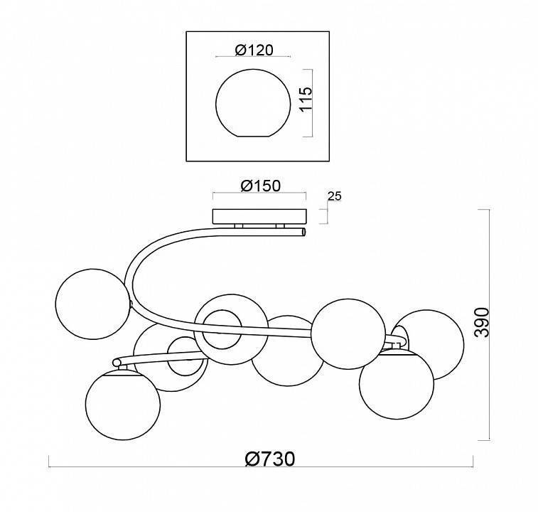 Потолочная люстра Freya Galaxy 8 ламп FR5013PL-08CH