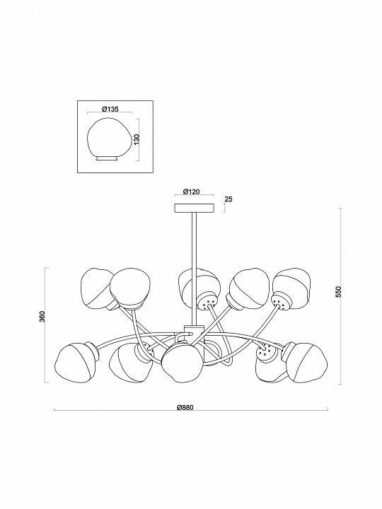Люстра на штанге Freya  FR8017PL-10MG