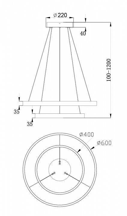 Подвесной светильник Maytoni Rim 55 Вт 4000K MOD058PL-L55BS4K