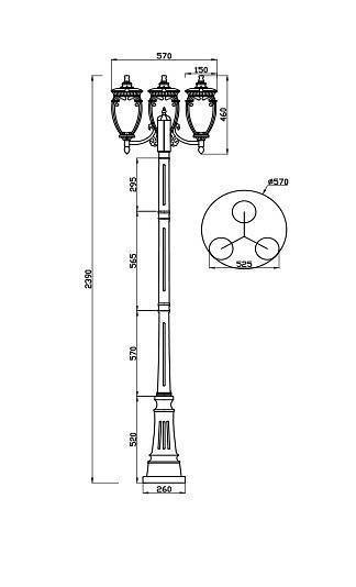 Уличный фонарный столб Maytoni Fleur O414FL-03GB