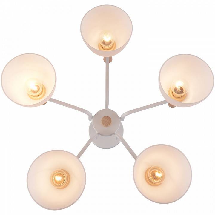Люстра на штанге Reluce 01622 5 ламп 01622-0.3-05 WH+WOOD