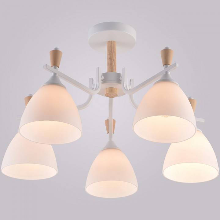 Люстра на штанге Reluce 01622 5 ламп 01622-0.3-05 WH+WOOD