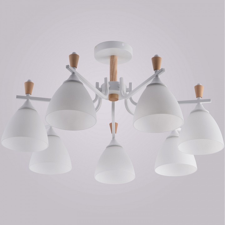 Люстра на штанге De Markt Бремен 7xE27 01622-0.3-07 WH+WOOD