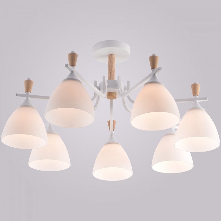 Люстра на штанге De Markt Бремен 7xE27 01622-0.3-07 WH+WOOD