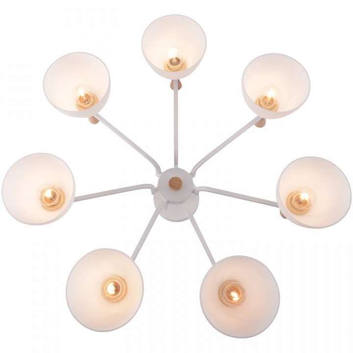 Люстра на штанге De Markt Бремен 7xE27 01622-0.3-07 WH+WOOD