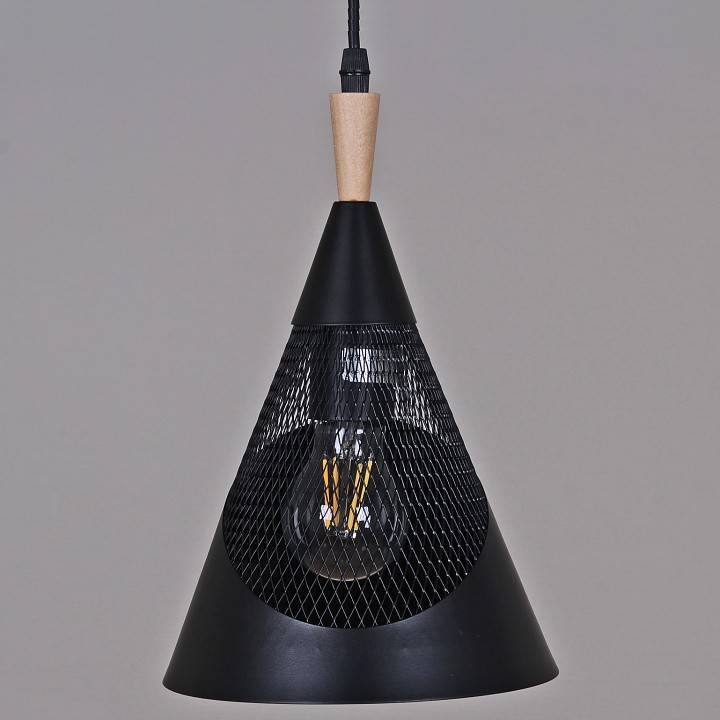 Подвесной светильник Reluce 03250-1 03250-3.9-01 BK+WOOD