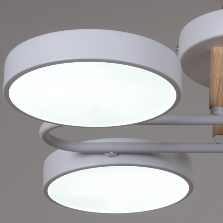 Люстра на штанге De Markt 03322-0.3-06 6 ламп белый дерево 03322-0.3-06 WH+WOOD