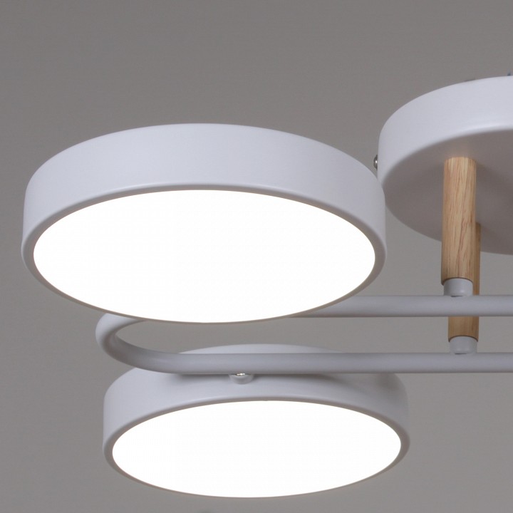 Люстра на штанге De Markt 03322-0.3-06 6 ламп белый дерево 03322-0.3-06 WH+WOOD