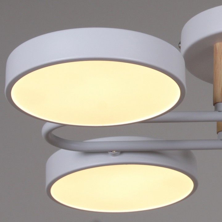 Люстра на штанге De Markt 03322-0.3-06 6 ламп белый дерево 03322-0.3-06 WH+WOOD