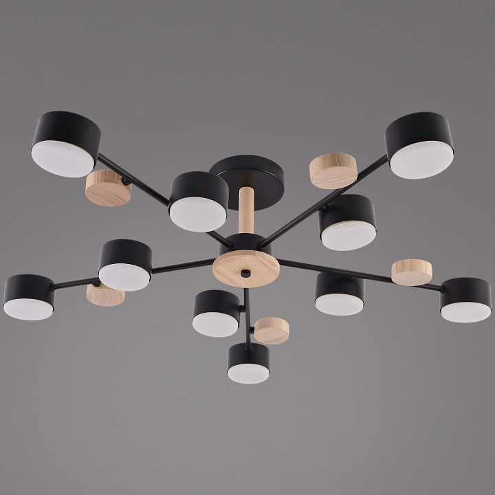 Люстра на штанге 03758 03758-0.3-10 BK+WOOD GX53