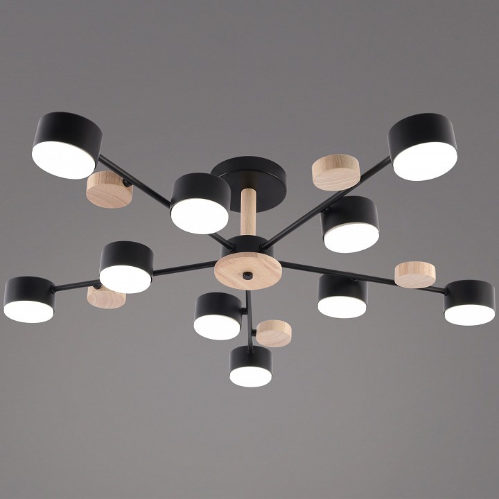 Люстра на штанге 03758 03758-0.3-10 BK+WOOD GX53