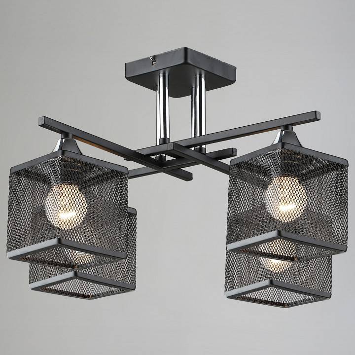 Люстра на штанге De Markt 05986-0.3-04 4xE27 черный/хром 05986-0.3-04 BK+CR