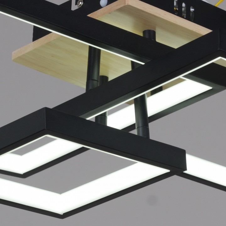 Люстра на штанге 98560-0.3-03 BK+WOOD