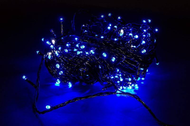 Гирлянда нить Sneha A-244 200 LED 20 м синий свет с мерцанием A-244 BLUE/WITH FLASH