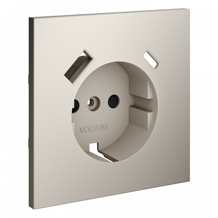 Накладка для розетки с заземлением и со шторками и 2хUSB type A и C Voltum S70 VLS001003