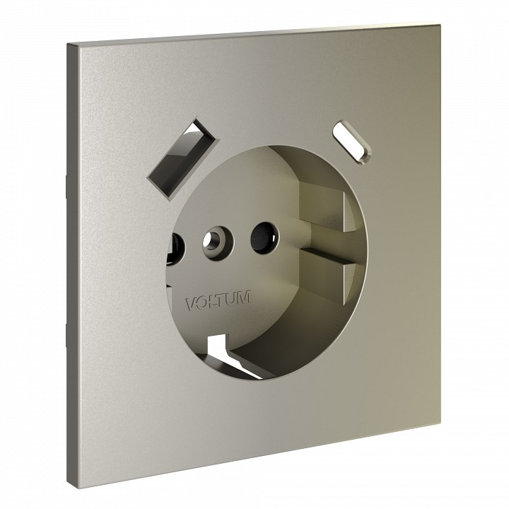 Накладка для розетки с заземлением, шторками и 2xUSB Type-A/C Voltum S70 VLS001004