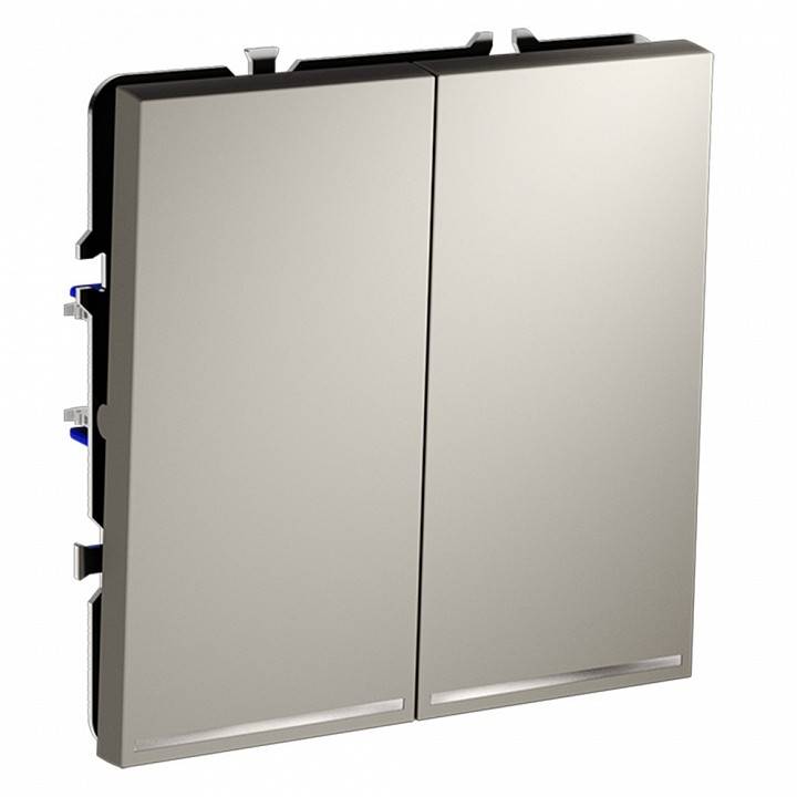 Выключатель двухклавишный с подсветкой без рамки Voltum S70 VLS020203