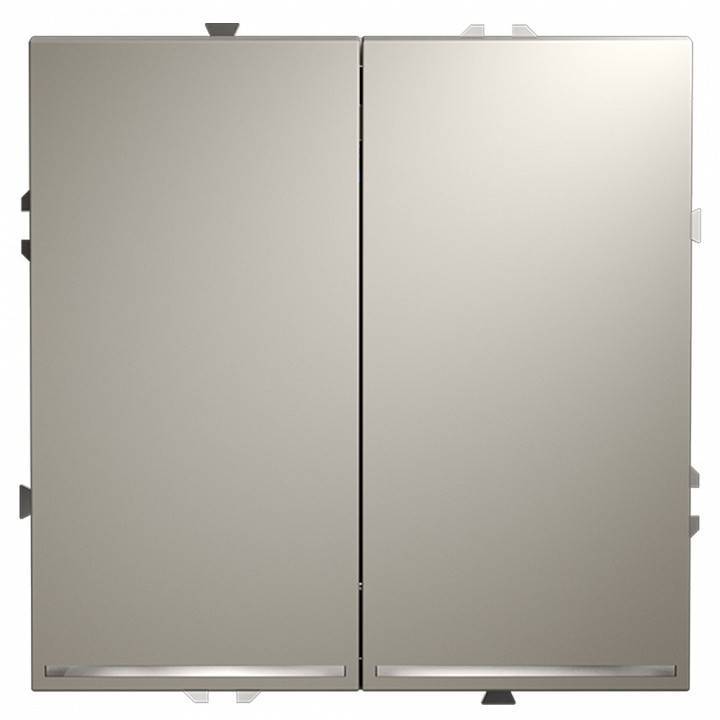 Выключатель двухклавишный с подсветкой без рамки Voltum S70 VLS020203