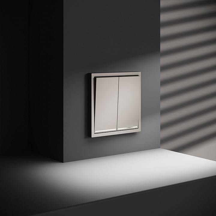 Выключатель двухклавишный с подсветкой без рамки Voltum S70 VLS020203