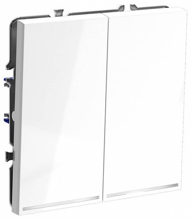 Выключатель проходной двухклавишный с подсветкой без рамки Voltum S70 VLS020401