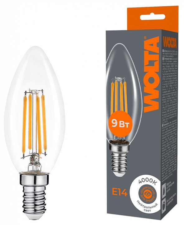 Лампа светодиодная Wolta  WF-C35-9W4KE14