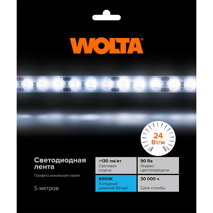 Лента светодиодная Wolta  WLS2835-24W/6500/12H240-01