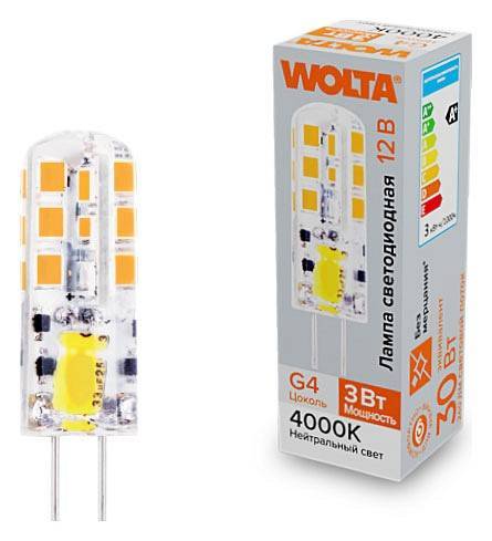 Лампа светодиодная Wolta  G4 3Вт 4000K WSTD-JC-12V3W4KG4-S