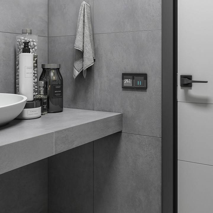 Выключатель двухклавишный с подсветкой без рамки Werkel черный W4520008