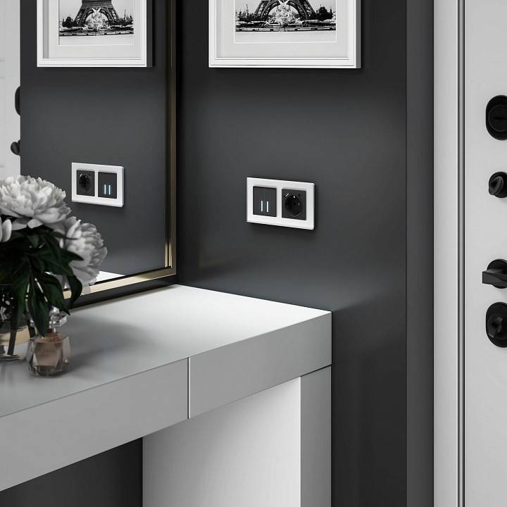 Выключатель двухклавишный с подсветкой без рамки Werkel черный W4520008