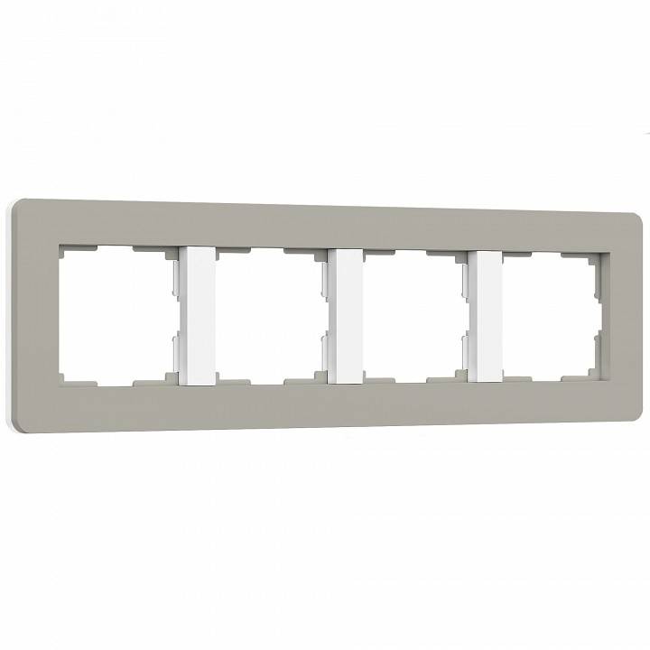 Рамка на 4 поста Werkel Split дымчатый/белый, soft-touch W0043067