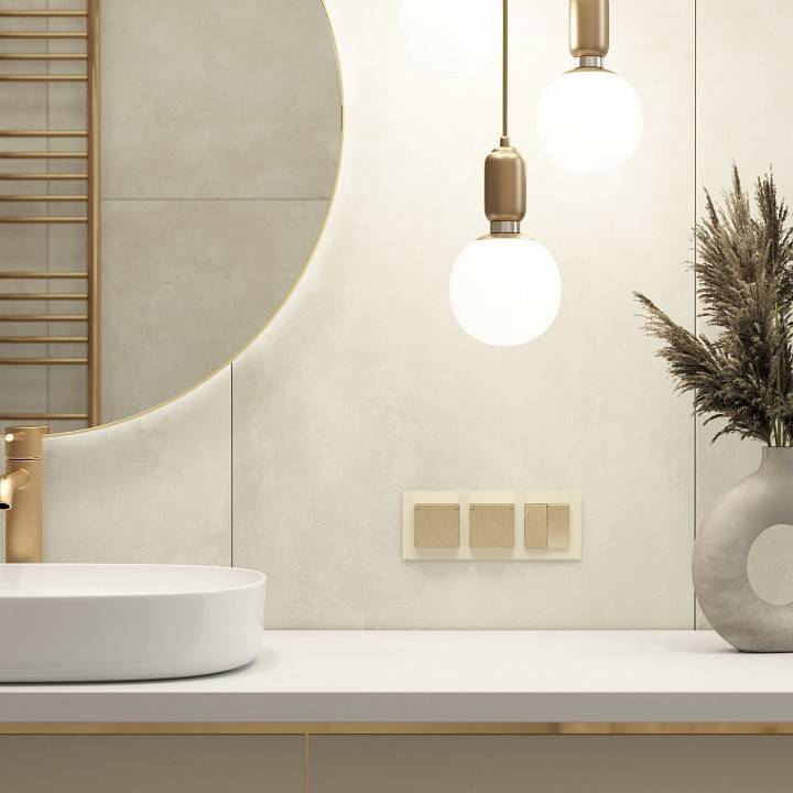 Розетка влагозащищенная с заземлением и со шторкой, без рамки с крышкой Werkel шампань рифленый W1171210