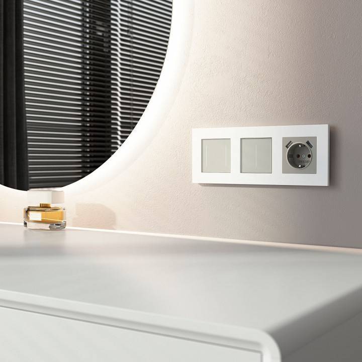 Выключатель двухклавишный с подсветкой без рамки Werkel дымчатый W4522014