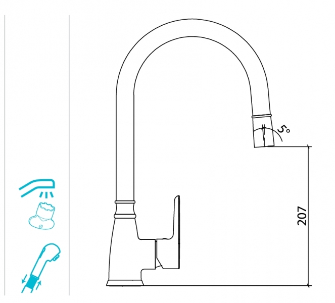 Смеситель для кухни Laparet Alamera с выдвижным изливом N2040902LPT