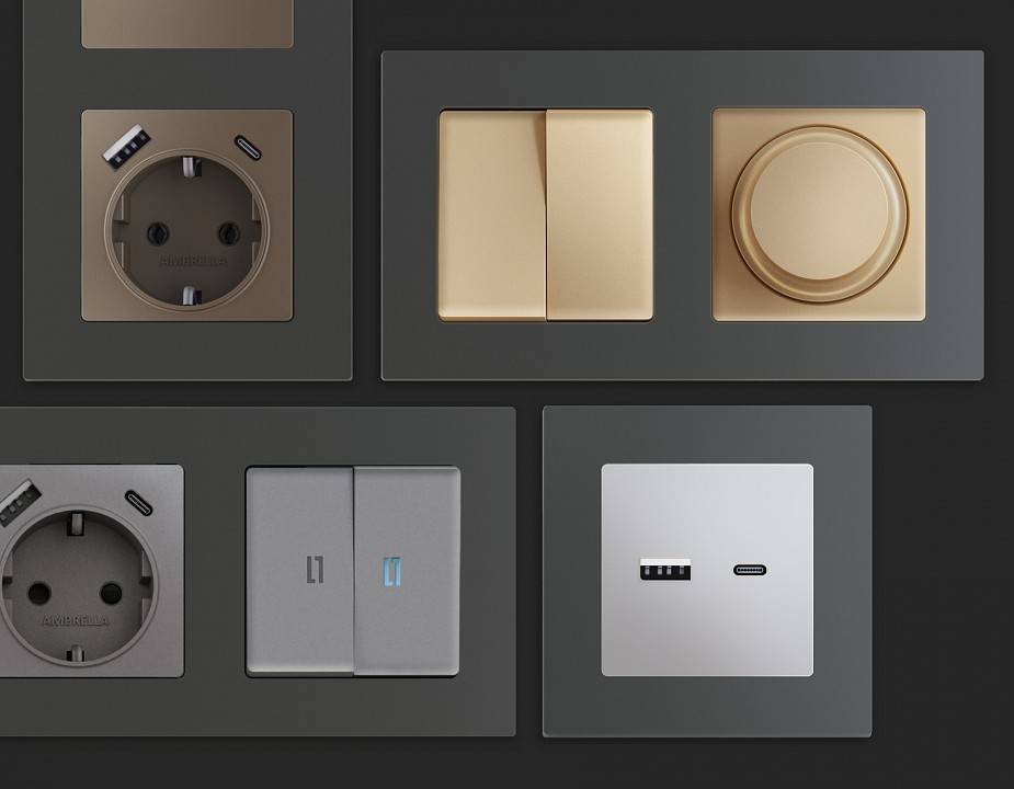 Рамка на 4 поста Ambrella Volt Techno AF220804