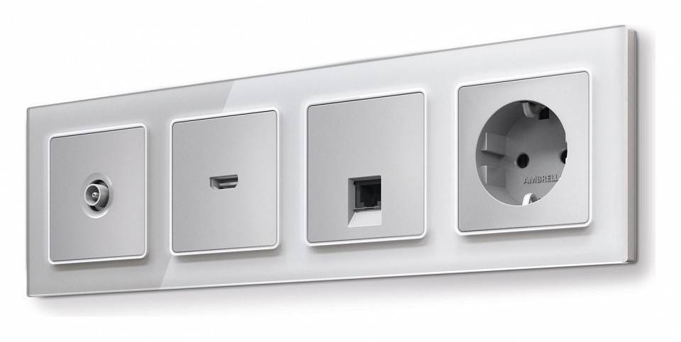 Рамка на 4 поста Ambrella Volt Platos Стекло органическое AF330404