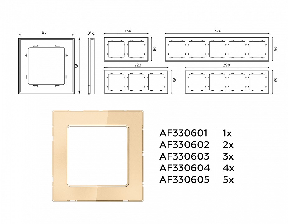 Рамка на 5 постов Ambrella Volt Platos Стекло органическое AF330605