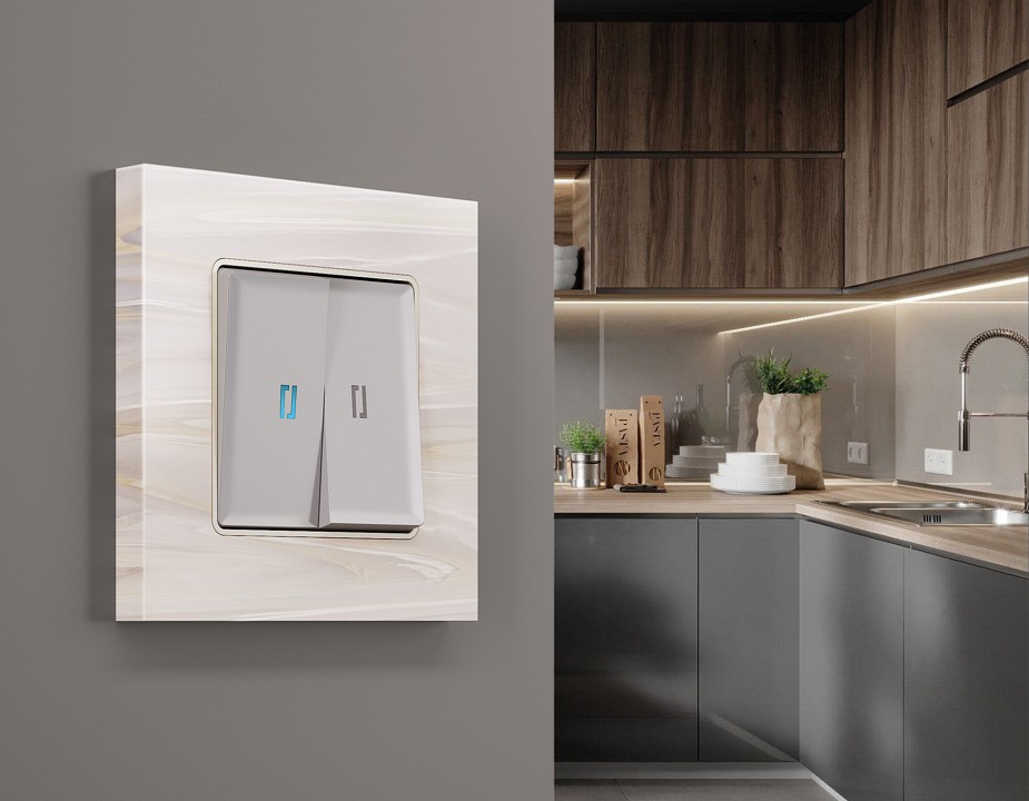 Клавиши для выключателя двухклавишного c подсветкой Ambrella Volt Quant AP4040