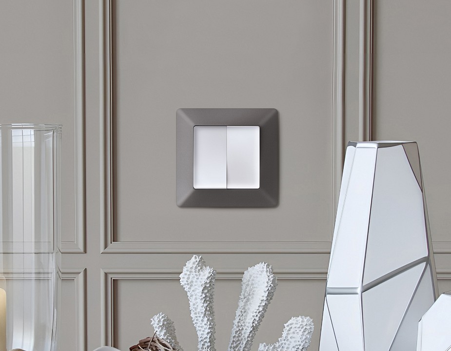 Выключатель перекрестный двухклавишный без рамки Ambrella Volt MA MA123030