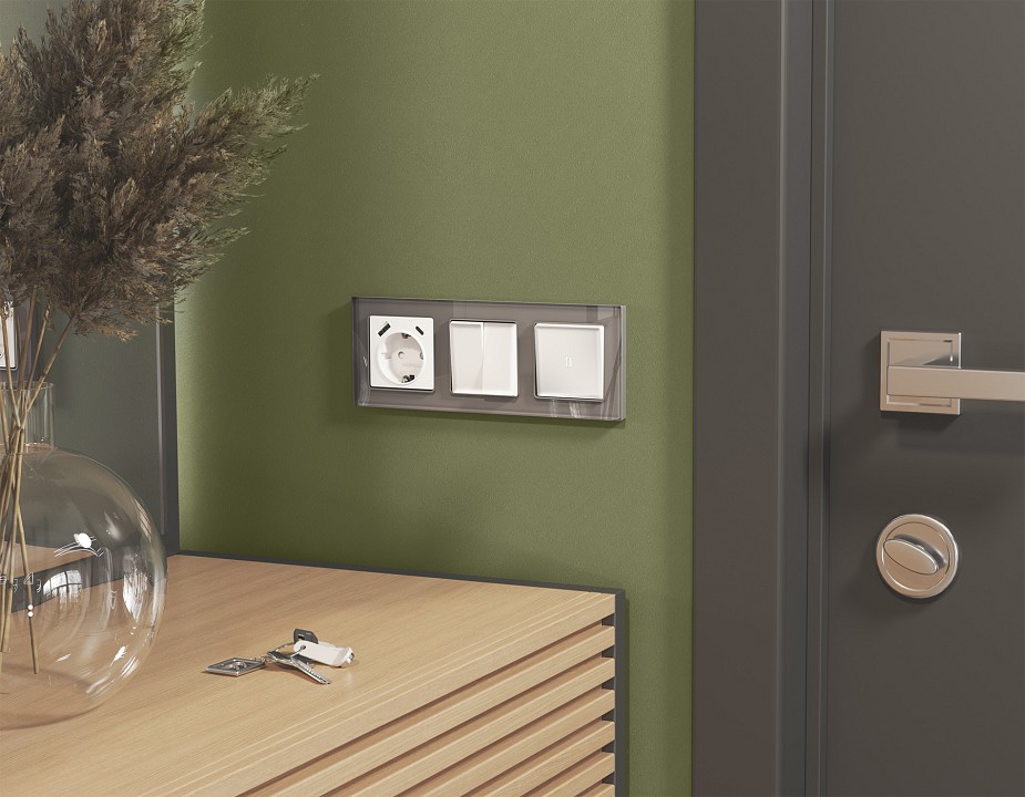 Выключатель перекрестный двухклавишный без рамки Ambrella Volt MA MA123030