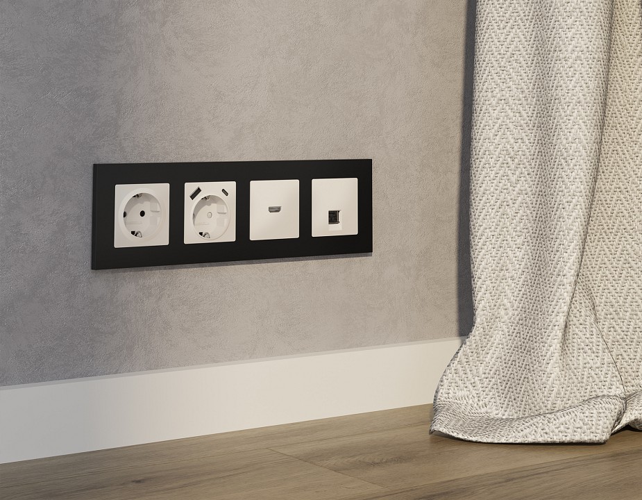 Розетка Ethernet RJ-45 и со шторками, без рамки Ambrella Volt ALFA MA332005