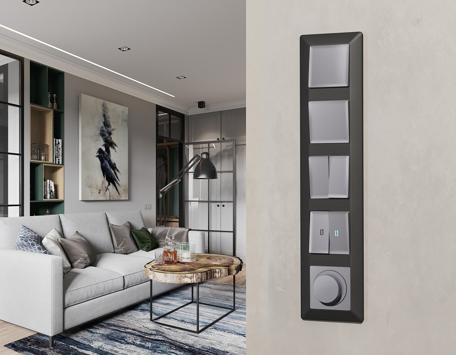 Выключатель перекрестный двухклавишный без рамки Ambrella Volt ALFA MA503030