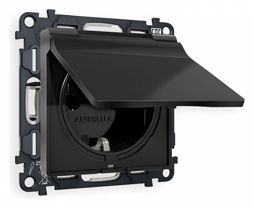 Розетка с заземлением и со шторкой, без рамки с крышкой Ambrella Volt Quant MA808010