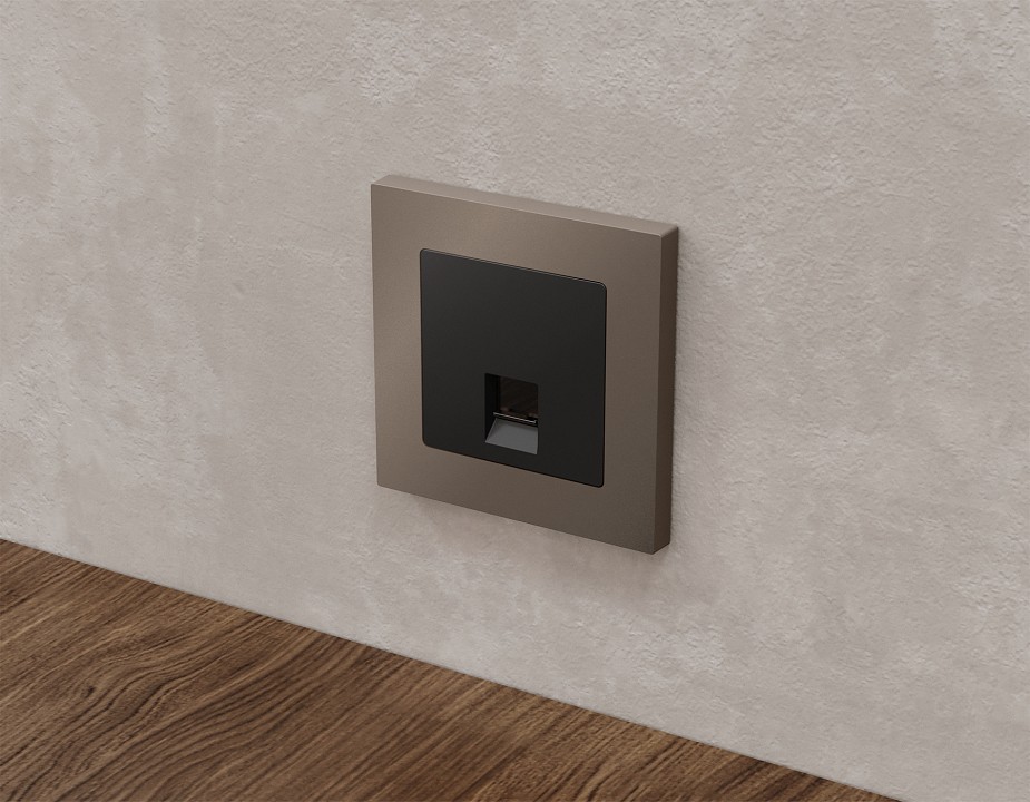 Розетка Ethernet RJ-45 и со шторками, без рамки Ambrella Volt ALFA MA812005