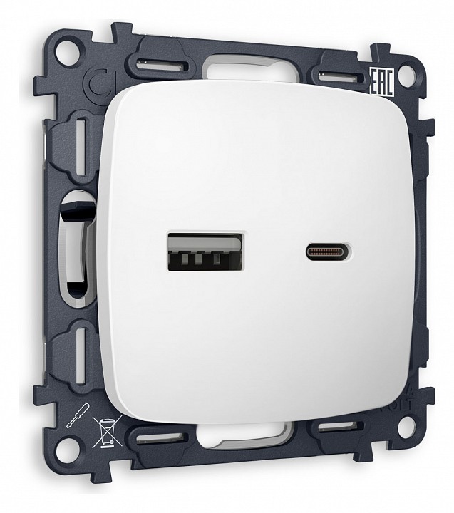 Розетка 2хUSB type A и C без рамки Ambrella Volt Quant MO131010